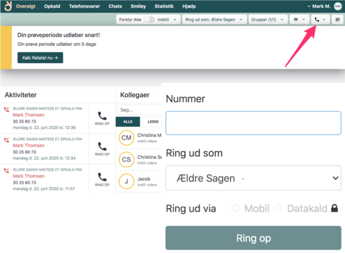 Skærmbillede fra Relatel
